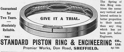 STANDARD KOLBENRING & ENGINEERING CO Sheffield - antike Werbung 1909