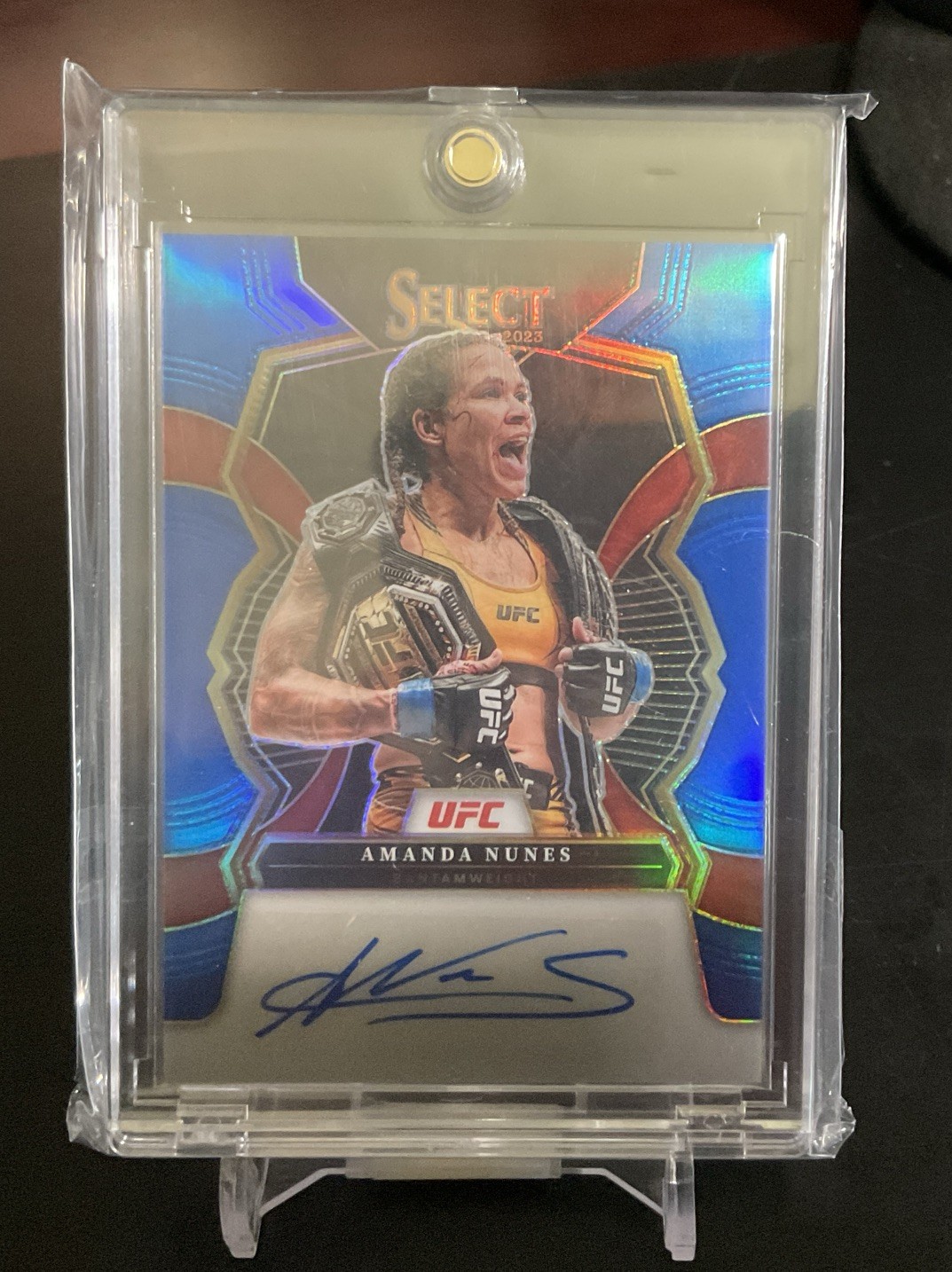 2023 Panini Select UFC Signatures Blue Prizm /75 Amanda Nunes #SG-ANS Auto e0h