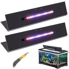 Aquarium Lids Polycarbonate Canopy with LED Light 2 Pcs Set 22.95 x 11.5 x 0....