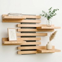 Wandregal Holz Schweberegal HäNgend Massivholz Schwarz Wohnzimmer Deko 12 Kg