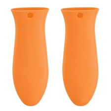 2pcs Silicone Hot Handle Holders Cast Iron Skillet Handle Covers Orange
