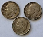 Lot of (3) Three Roosevelt Silver Dimes 1948 1958 1961