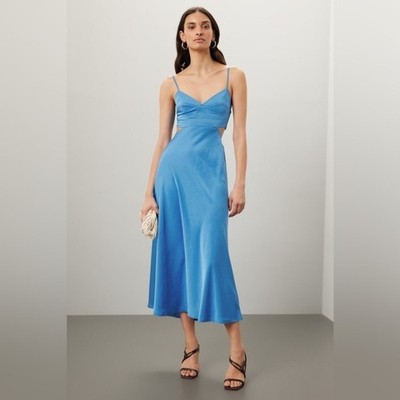 A.L.C. cinderella blue Blakely cutout open back a line midi gown dress size 4