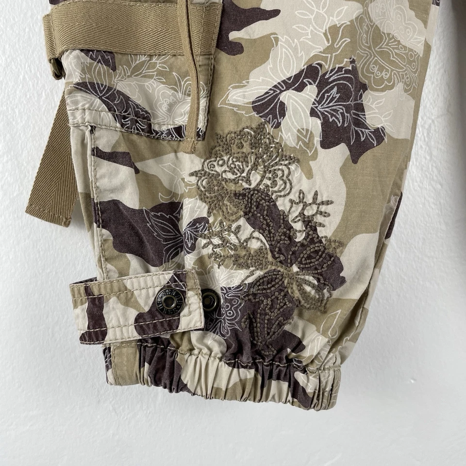 Винтажные женские укороченные штаны-карго Guess 26 Shants Chocolate Chip камуфляж Y2K - Изображение 4 из 4
