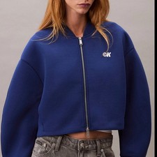 Calvin Klein Oversized scuba bomber jacket bl...