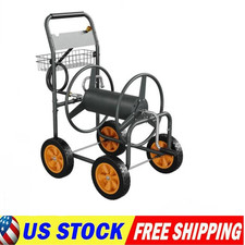 Water Hose Reel Cart 300FT 5/8 in Heavy Duty Garden Yard Planting with Basket