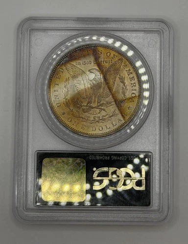 Gold EOR Reverse Toning 1885 Morgan Silver Dollar OGH PCGS Slab MS-65 💎 GEM!