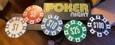 Poker Night Metal Sign With Chips Texas Hold 'em Las Vegas Man Cave Bar Sign