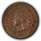 1865 1c Indian Head Small Cent - Strong AU Coin - SKU-Y6490