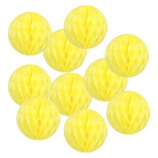 10Pcs Pompons en Papier de Soie 10" pour Décoration Suspendue, Jaune