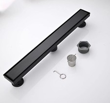 Linear Shower Floor Drain, Black 24" 304 Stainless Steel Bathroom Drains Kit