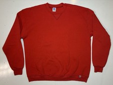 Vintage 90s Russell Athletic Red Blank Crewneck Sweatshirt XL USA Made Gym 50/50