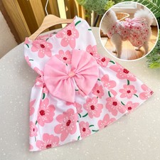 Dog Dress Pet Clothes for Small Dogs, Bowknot Dog Tulle Skirt Dress Pink, Large  