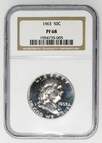 1963 Franklin Proof Half Dollar NGC PF 68 GEM high grade Silver U.S. Coin