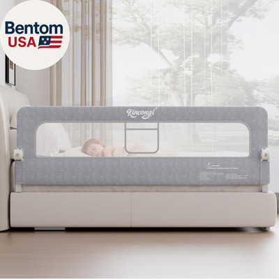 Bed Rail for Toddlers, 71 Inch Swing down Toddler Bed Rails with Wider U-Shape B