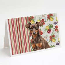 Carolines Treasure Chocolate Rust Miniature Pinscher Min Pin Vegetable Card Pk 8