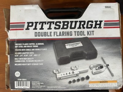 Pittsburgh Double Flaring Tool Kit 58641 45° for 3/16 1/2 in Pipe Sizes