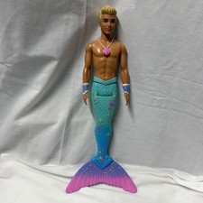 Barbie Dreamtopia Merman Ken Mermaid Doll Blonde Hair Rainbow Tail W/ Jewelry
