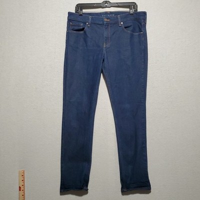 Mott & Bow Jeans Mens 34x30* Boyfriend Dark Wash Blue Stretch Raw Denim Dad