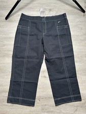 Vintage NWT Nike Crop Pants Womens Large Black Y2K Swoosh
