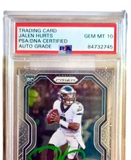 Jalen Hurts Auto 2020 Panini Prizm #343 Rookie RC PSA 10 DNA Eagles