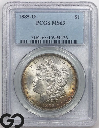 1885-O Morgan Silver Dollar PCGS MS 63 * Cartwheel Luster, W/Peripheral Toning