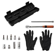 Clé Dynamométrique 3/8" 5-60Nm for Moto avec Adaptateurs 1/2" 1/4" 11 Pcs