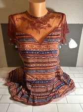 “It’s Pink” Women’s Red Multi Color Top Ornate Design Size M Medium