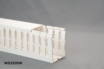 (1) New 2''x3''x2m Wide Finger Open Slot Wiring Duct/Cable Raceway w/Cover,White