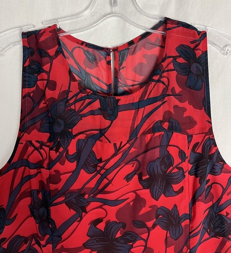 Vestido Floral Sin Mangas Rojo Negro Abercrombie & Fitch Talla 6 Volantes Dobladillo - Imagen 5 de 9