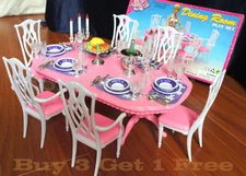 NEW FANCY LIFE DOLLHOUSE FURNITURE 6 Chairs DINING ROOM Dinerware (9712) PLAYSET