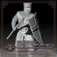 Crusader Knight Templar 5 - Scale 1/18 to 1/6 - 3D Resin Printed Figure Model