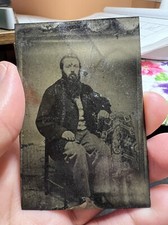 1860s Civil War Era Man Long Beard 1/6 Plate Antique Tintype