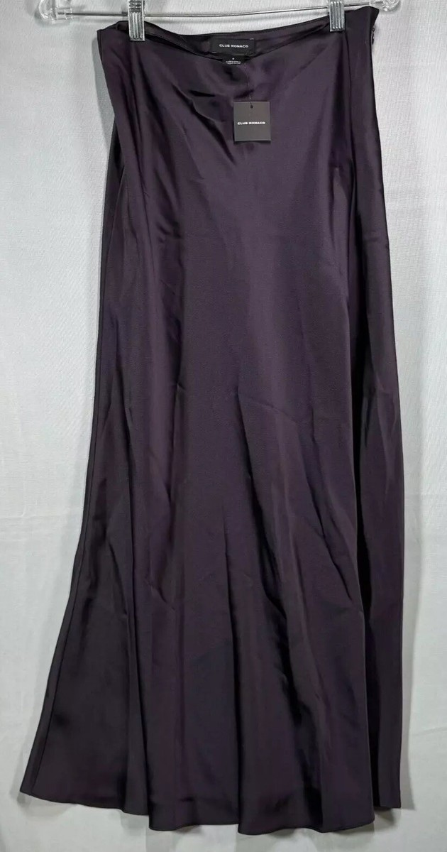 Club Monaco Women's Long Bias Slip Skirt Solid Burgundy Size