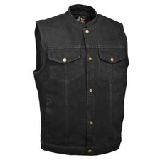 MILWAUKEE PERFORMANCE MENS BLACK COTTON DENIM VEST w/ CONCEAL GUN POCKET - SAFV