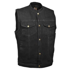 MILWAUKEE PERFORMANCE MENS BLACK COTTON DENIM VEST w/ CONCEAL GUN POCKET - SAFV