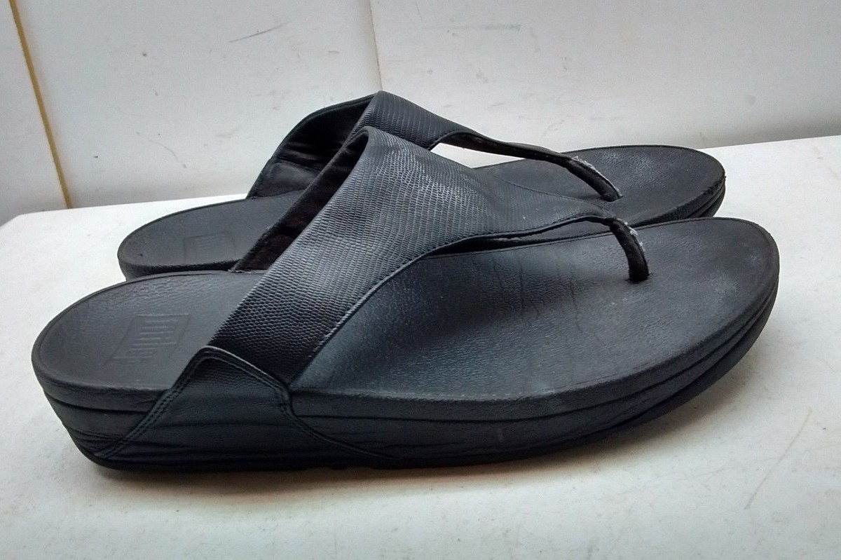 FitFlop Shoes Womens 10 Black Leather Thong Sandals Slip On Comfort Summer Women main image 3