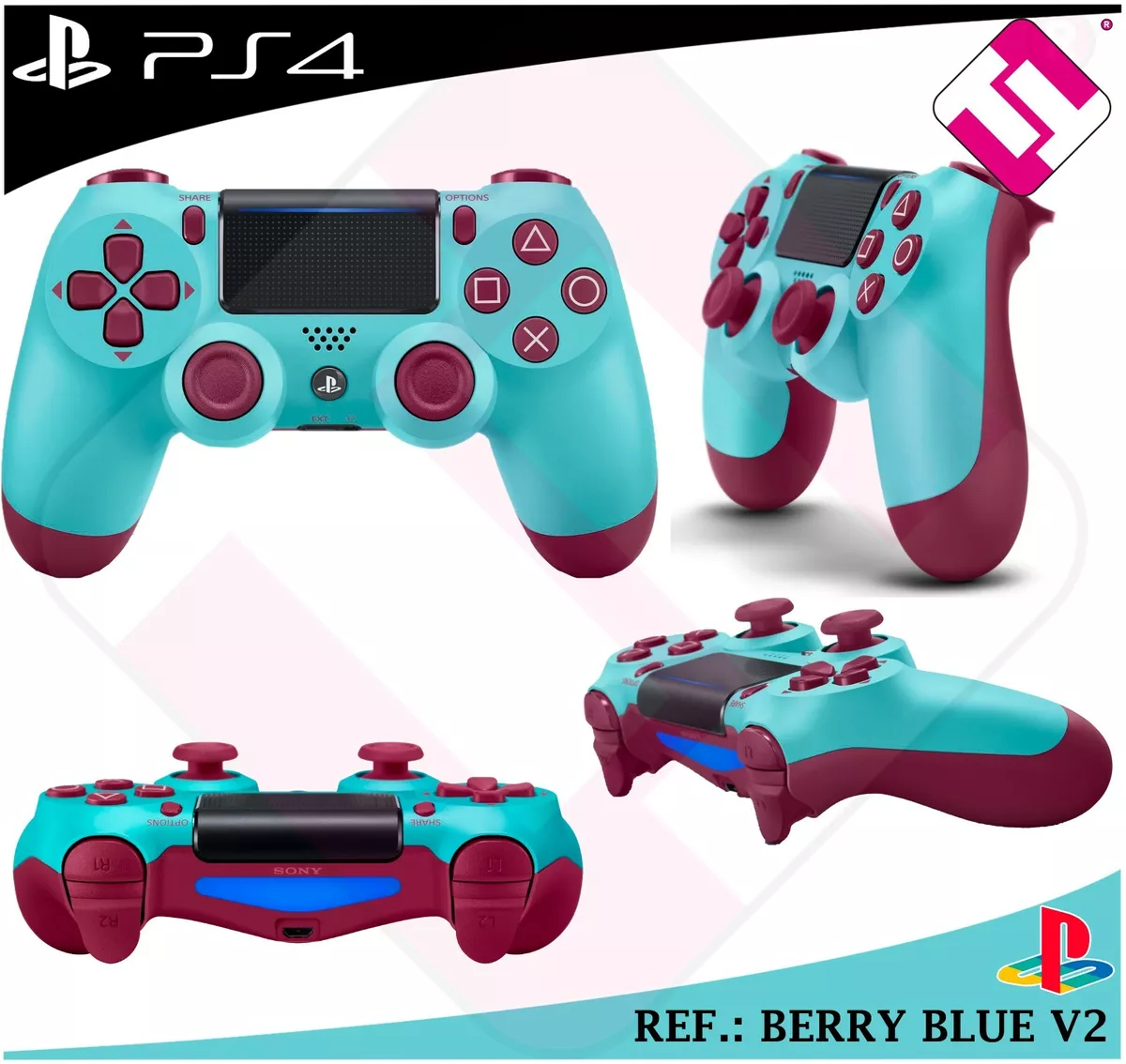 MANDO 100% ORIGINAL SONY PS4 DUALSHOCK COLOR BERRY BLUE V2 PLAYSTATION 4  GENUINE