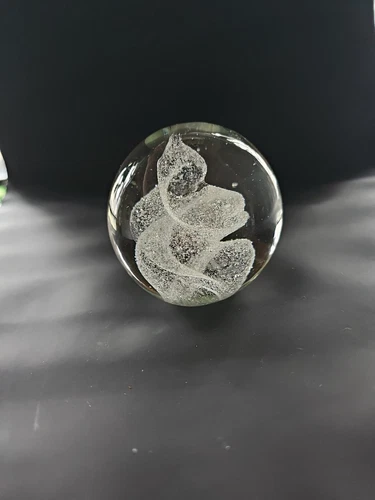 Clear Art Glass Paperweight with Corkscrew Swirl Interior Beautiful