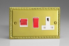 Varilight Georgian Roped Polished Brass XGW Light Switch Socket Dimmer Toggle