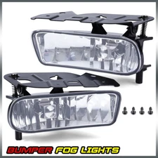 Pair Fog Lights Front Clear Bumper Lamps W/Bulbs Fit For 02-06 Cadillac Escalade