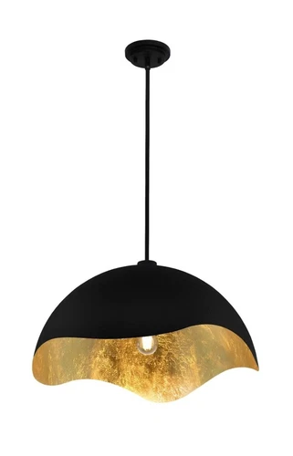 George Kovacs Eclos One Light Pendant, Sand Coal W/Gold Leaf - Picture 4 of 5