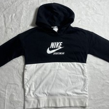 Nike Pullover Hoodie Sportswear Girls Black White Size S