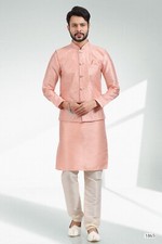 Mens Designer Wedding Bollywood Traditional Wear Kurta Payjama Jacket Set India