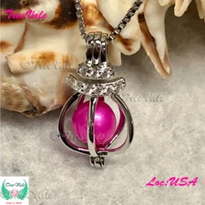 Enhanced Cupids Vial​ - Solid 925 Sterling Silver - Pearl Cage Pendant - 6-9mm