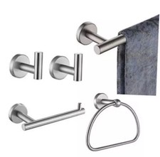 JQK Bathroom Hardware/Bath Accessories Set Finished Wall Mount 5-Piece Brushed