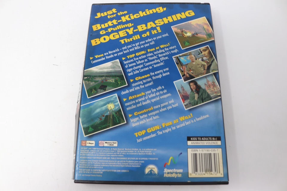 Top Gun Fire At Will PS1 Playstation 1 Long Box Video Game Complete CIB Tested - Image 2 of 4