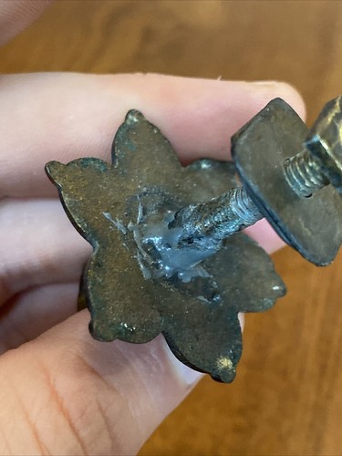 Antique Hanging Pull Victorian Brass Bronze Teardrop Handle Flower Knob Hardware - Afbeelding 10 van 20