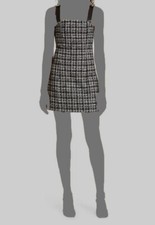 $396 Alice + Olivia Women's Black Faux Leather Squared Neck Sheath Dress Size 8