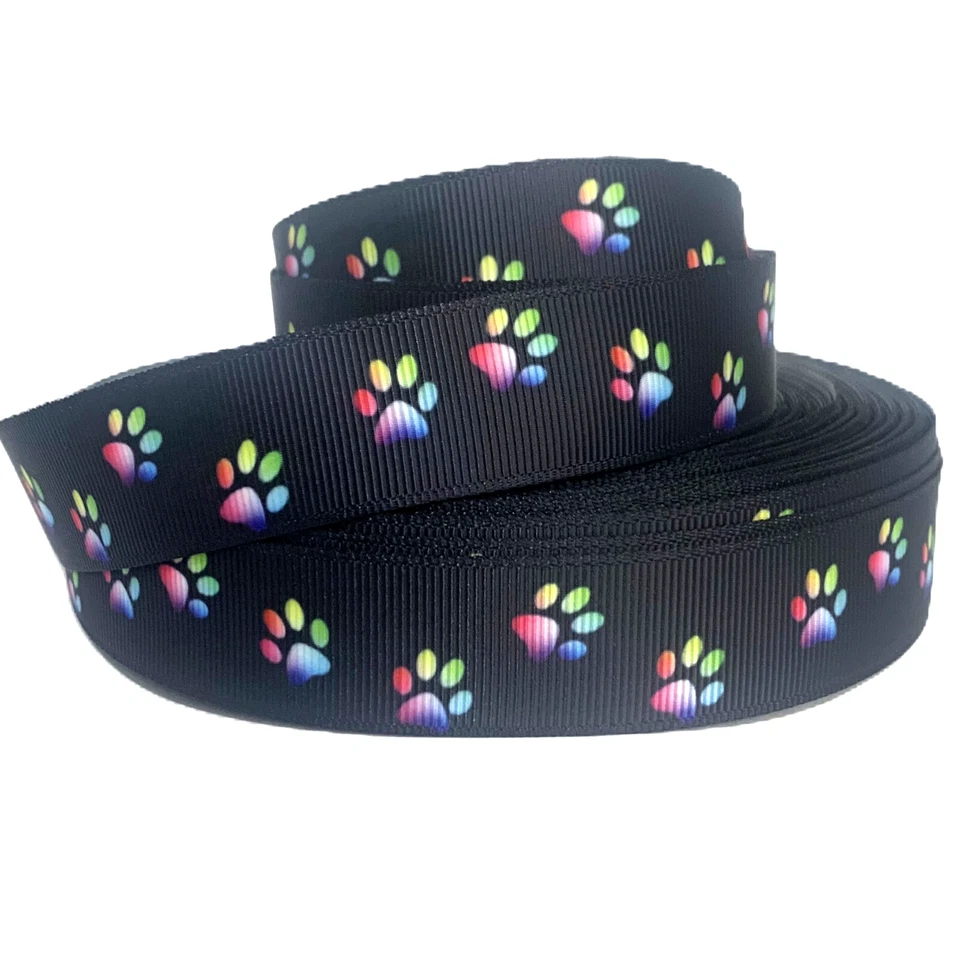 GROSGRAIN RIBBON 7/8", 1.5" Dog Paw Print for Gift Decoration Hair bows Collar - Image 3 of 4